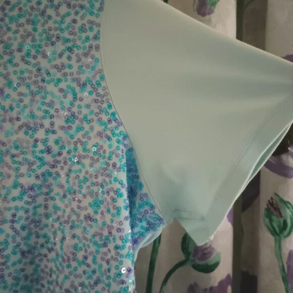 Quacker Factory Plus 2x Blue Sequined Top 22/24W - Picture 3 of 4